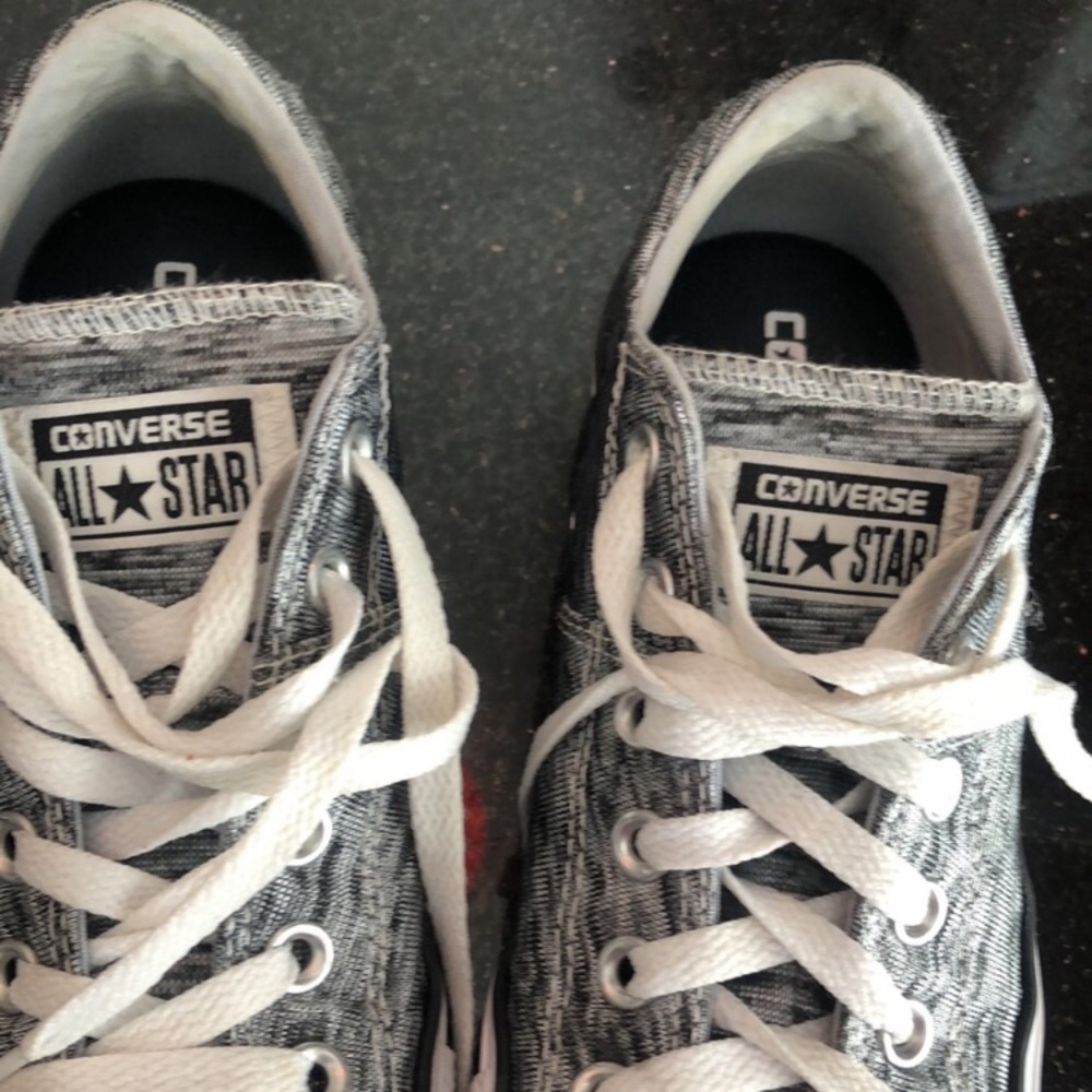 Converse metallic silvery All Star Chuck Taylor with metallic thread.